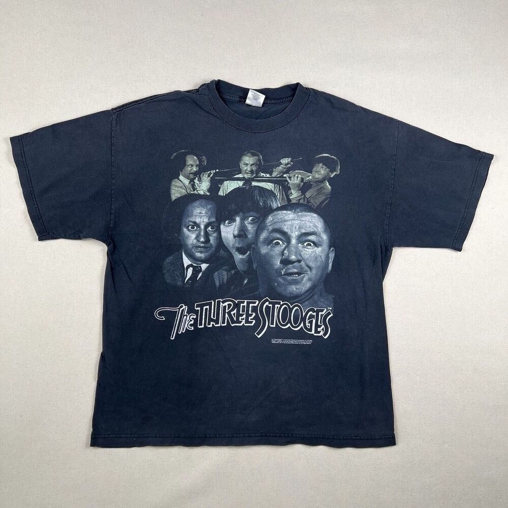 Vintage 90s The Three Stooges Shirt‎ Men’s XL Black Short Sleeve Tee